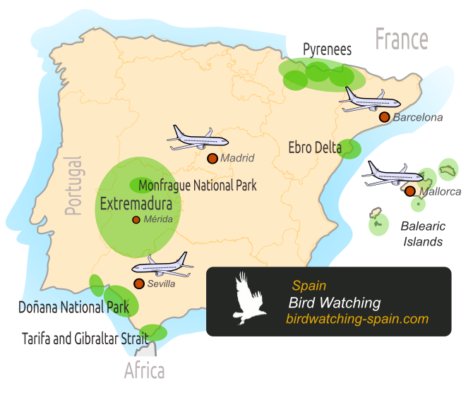 Bird watching in Spain - Map